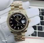 Replica Rolex Day-Date 36mm Watch - Rolex President Black Face Yellow Gold For Mens 